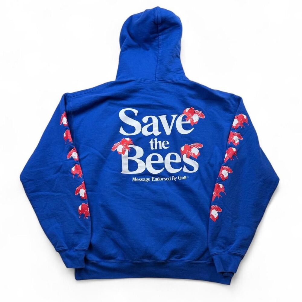 Golf Wang CFG Save The Bees Hoodie Blue Red Bee Graphic Pullover Mens Size Large